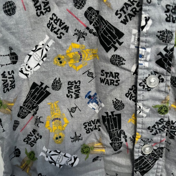 Disney Star Wars Lucasfilm LTD Size 3T Short Sleeved Button Down Shirt gray - Picture 7 of 13